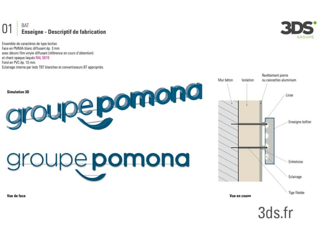 Conception Bat Enseigne Exterieure Groupe Pomona 3ds Groupe